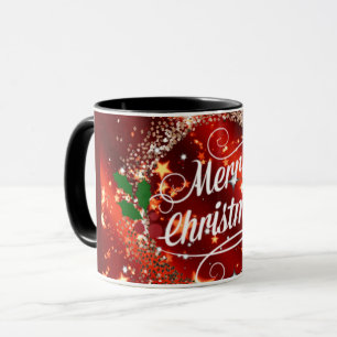 Vrolijk kerstfeest, rood ontwerp voor feestdagen mok