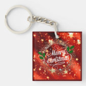 Vrolijk kerstfeest, rood ontwerp voor feestdagen sleutelhanger (Voorkant)