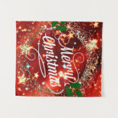 Vrolijk kerstfeest, rood ontwerp voor feestdagen wandkleed (Voorkant (horizontaal))