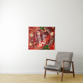 Vrolijk kerstfeest, rood ontwerp voor feestdagen wandkleed (In Situ (horizontaal))
