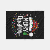 Vrolijk Kerstfeest Rood Plaid Familielampjes Xmas Fleece Deken (Voorkant (Horizontaal))