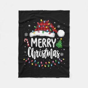 Vrolijk Kerstfeest Rood Plaid Familielampjes Xmas  Fleece Deken