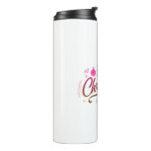 Vrolijk Kerstfeest Rood Roze feestelijk ontwerp Thermosbeker (Gedraaid links)