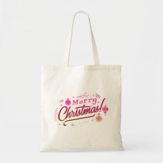 Vrolijk Kerstfeest Rood Roze feestelijk ontwerp Tote Bag (Voorkant)