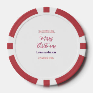 vrolijk kerstfeest rood roze glitters lijnen naam poker chips