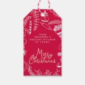 Vrolijk Kerstfeest Rood Roze Vakantie Bakken Cadeaulabel (Voorkant)