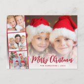 Vrolijk Kerstfeest Rood Script Foto Feestdagenkaart (Voorkant)
