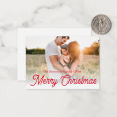 Vrolijk Kerstfeest Rood Script Vakantie vervaagd F Notitiekaartje (Voorkant / Achterkant in situ)