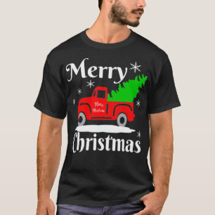 Vrolijk kerstfeest  rood vrachtwagen met kerst t-shirt