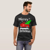 Vrolijk kerstfeest  rood vrachtwagen met kerst t-shirt (Voorkant volledig)