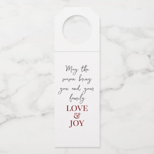 Vrolijk Kerstfeest Rood & Wit Amaryllis Flessenhanger (Achterkant)