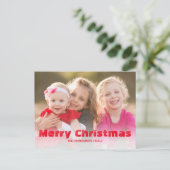 Vrolijk Kerstfeest Rood Wit Buffalo Check Familie Feestdagenkaart (Staand voorkant)