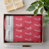 Vrolijk Kerstfeest Rood & Wit Candy Canes Van Naam Tissuepapier (Geschenk)