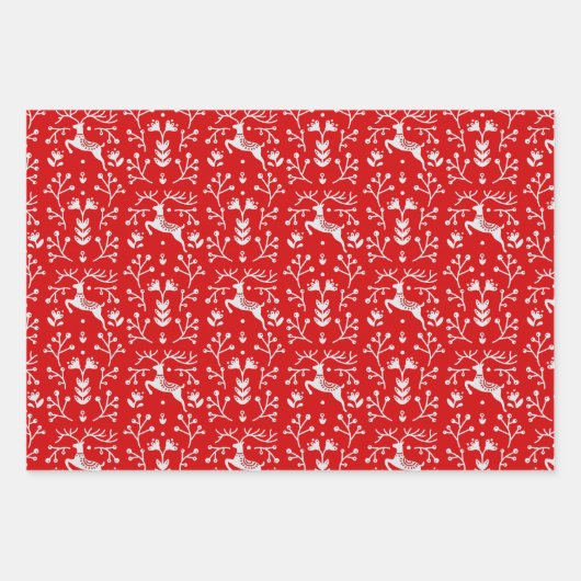 Vrolijk Kerstfeest Rood & Wit Feestelijk Modern Inpakpapier Vel (Voorkant 3)