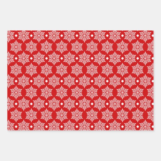 Vrolijk Kerstfeest Rood & Wit Feestelijk Modern Inpakpapier Vel (Voorkant 2)