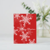 Vrolijk Kerstfeest Rood Wit Sneeuwvlokken Minimali Feestdagenkaart (Staand voorkant)