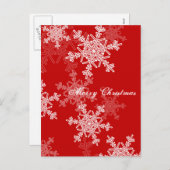 Vrolijk Kerstfeest Rood Wit Sneeuwvlokken Minimali Feestdagenkaart (Voorkant / Achterkant)