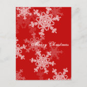 Vrolijk Kerstfeest Rood Wit Sneeuwvlokken Minimali Feestdagenkaart (Voorkant)