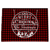Vrolijk Kerstfeest Rood & Zwart Buffalo Plaid Cust Groot Cadeauzakje (Voorkant)