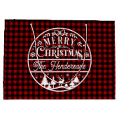 Vrolijk Kerstfeest Rood & Zwart Buffalo Plaid Cust Groot Cadeauzakje (Achterkant)