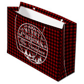 Vrolijk Kerstfeest Rood & Zwart Buffalo Plaid Cust Groot Cadeauzakje (Voorkant Gekanteld)