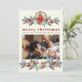 Vrolijk kerstfeest roodroodflorale foto feestdagenkaart (Staand voorkant)