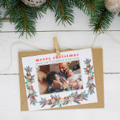 Vrolijk kerstfeest roodroodflorale foto feestdagenkaart