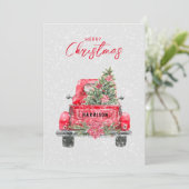 Vrolijk kerstfeest, roodroodvrachtplatte feestkaar feestdagenkaart (Staand voorkant)