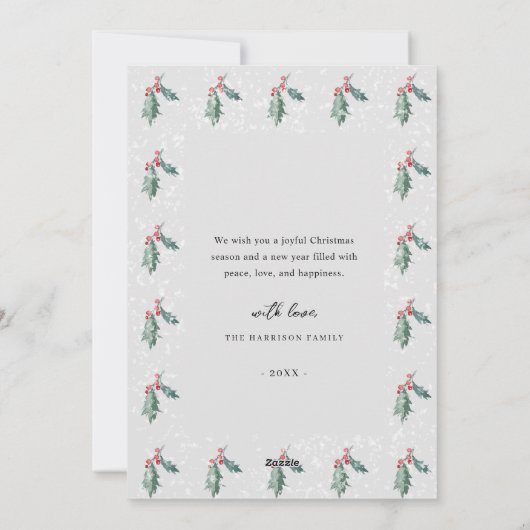 Vrolijk kerstfeest, roodroodvrachtplatte feestkaar feestdagenkaart (Achterkant)