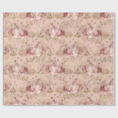 Vrolijk kerstfeest Roos Gold Glitter Script Floral Cadeaupapier (Vlak)