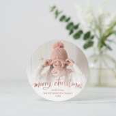 Vrolijk kerstfeest | Roos Gold Typografie en foto Feestdagenkaart (Staand voorkant)