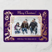 Vrolijk kerstfeest - roos gouden decoraties folie feestdagenkaart (Voorkant)