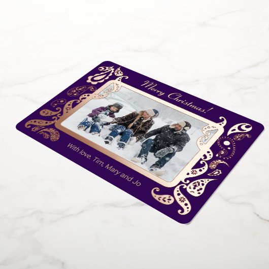 Vrolijk kerstfeest - roos gouden decoraties folie feestdagenkaart (Gedraaid)