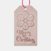 Vrolijk Kerstfeest Roos Gouden Glitter Sneeuwvlok Cadeaulabel (Voorkant)