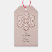 Vrolijk Kerstfeest Roos Gouden Glitter Sneeuwvlok Cadeaulabel (Achterkant)