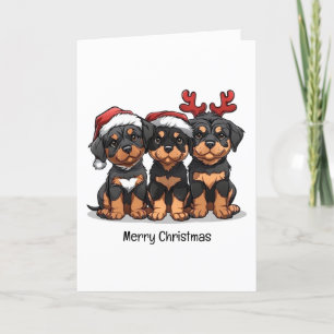 Vrolijk Kerstfeest Rottweiler Dog Santa Feestdagen Kaart