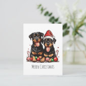 Vrolijk Kerstfeest Rottweiler Dog Santa Feestdagenkaart (Staand voorkant)
