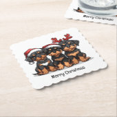 Vrolijk Kerstfeest Rottweiler Dog Santa Kartonnen Onderzetters (Gebogen)