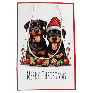 Vrolijk Kerstfeest Rottweiler Dog Santa Medium Cadeauzakje