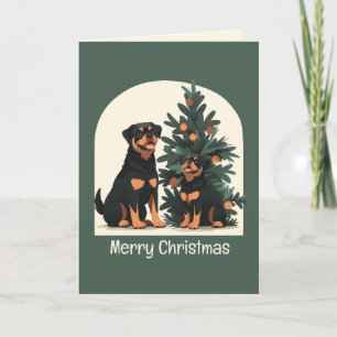 Vrolijk Kerstfeest Rottweiler Honden Feestdagen Kaart