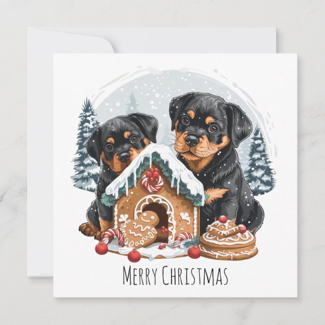 Vrolijk Kerstfeest Rottweiler Honden Gingerbread H (Voorkant)