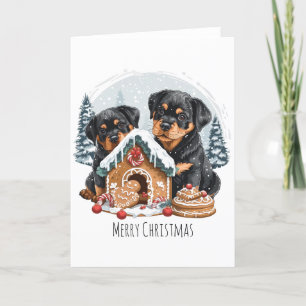 Vrolijk Kerstfeest Rottweiler Honden Gingerbread H Feestdagen Kaart