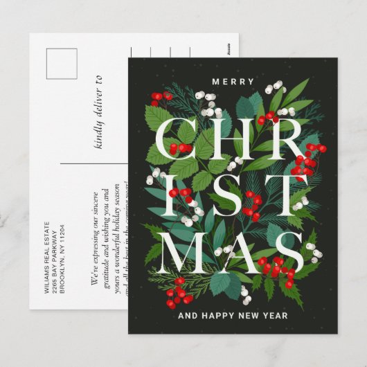 Vrolijk kerstfeest Roustic Corporate Greeting Feestdagenkaart (Voorkant / Achterkant)