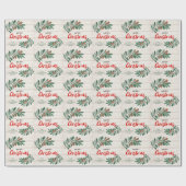 Vrolijk kerstfeest Roustic Greenery Holiday Cadeaupapier (Vlak)