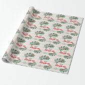 Vrolijk kerstfeest Roustic Greenery Holiday Cadeaupapier (Uitgerold)