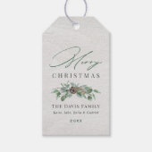 Vrolijk kerstfeest Roustic Winter Greenery Wood Fa Cadeaulabel (Voorkant)