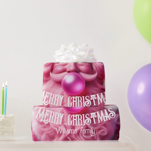 Vrolijk Kerstfeest Roze Bubble Gum | Aangepaste be Cadeaupapier (Feestgeschenken)