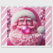 Vrolijk Kerstfeest Roze Bubble Gum | Aangepaste be Cadeaupapier (Vlak)