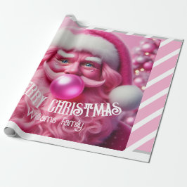 Vrolijk Kerstfeest Roze Bubble Gum | Aangepaste be Cadeaupapier