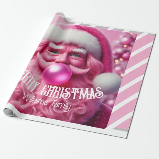 Vrolijk Kerstfeest Roze Bubble Gum | Aangepaste be Cadeaupapier (Uitgerold)